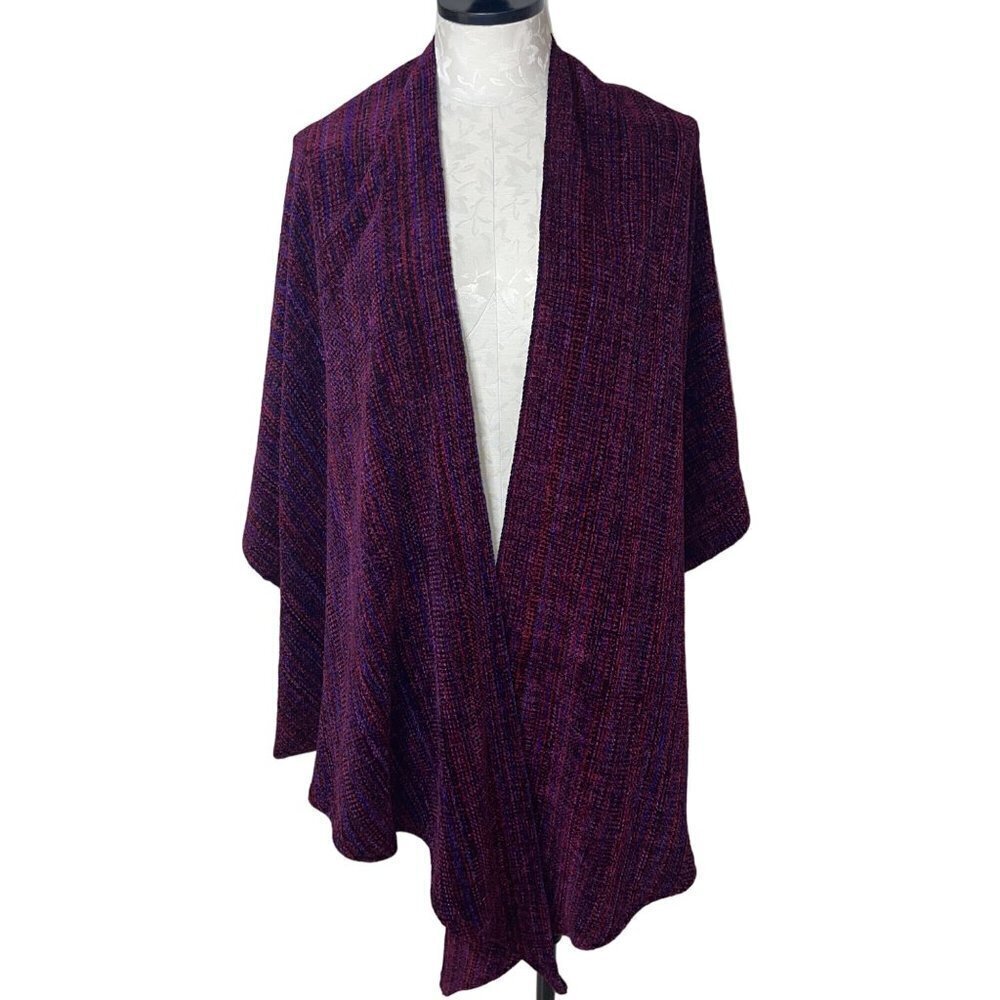 Womens Sweater One size Purple Wrap Shawl Chenille Open Font Casual